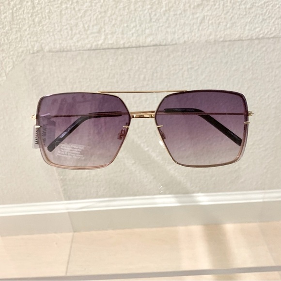 UO Purple Gold Boogie Down Square Frame Rim Oversized Aviator Sunglasses